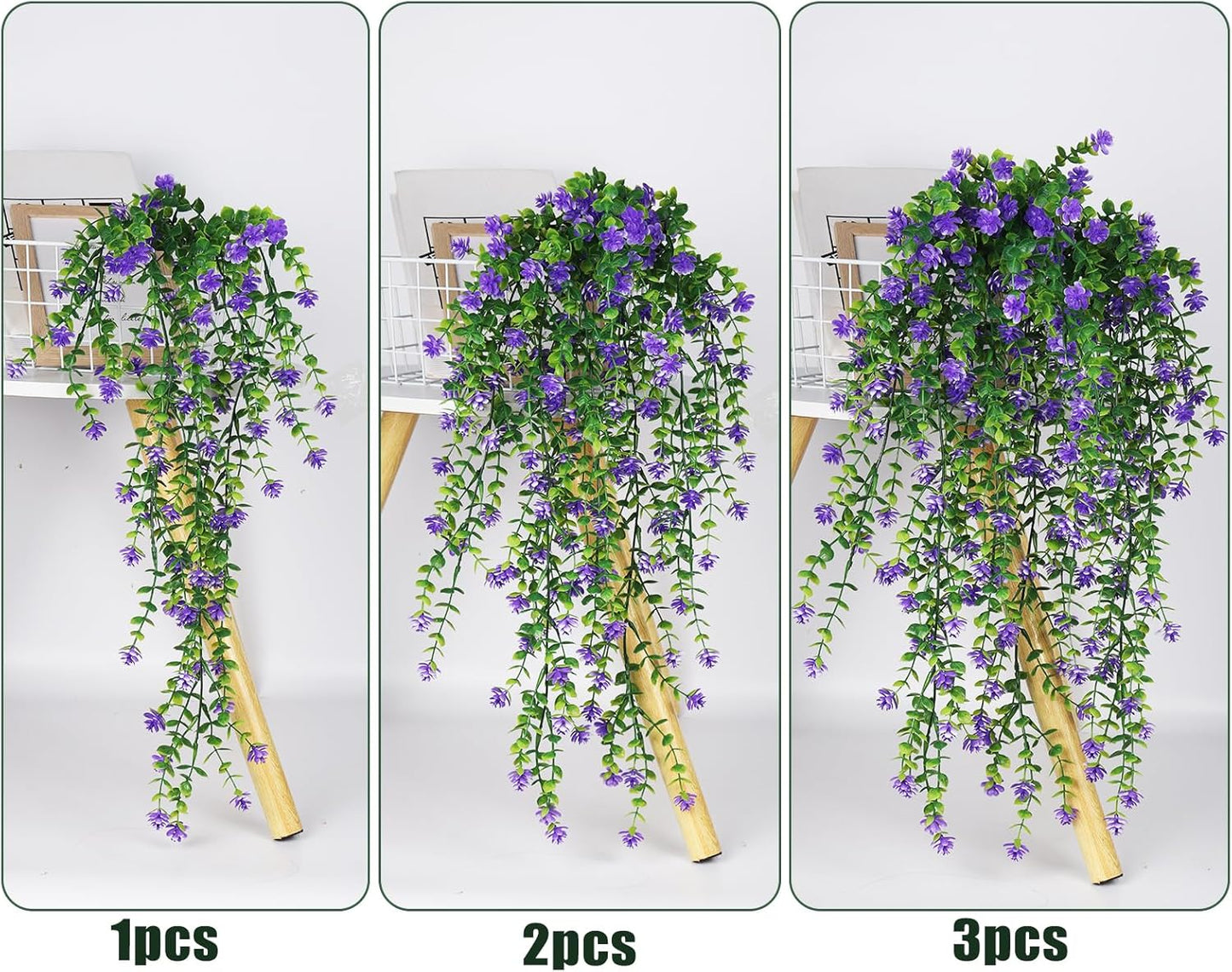 RECUTMS Artificial Hanging Plants Fake Hanging Plant Faux Eucalyptus Leaf Greenery Vine Outdoor UV Resistant Plastic Plants Home Garden Wedding Party Indoor Outdoor Decorations(White)