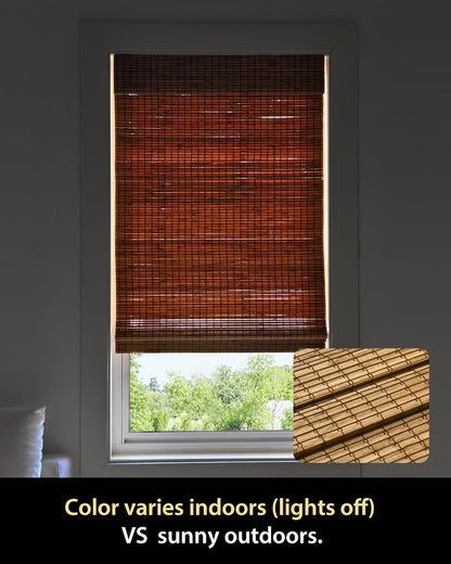 UNISHADES Cordless Bamboo Roman Shades for Windows, Blinds Size (26.5" W ×48" H) Colour (Highfield Teak)