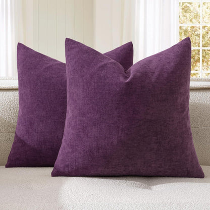 MIULEE Olive Green Couch Pillow Covers 18x18 Inch, Set of 2 Soft Chenille Decorative Square Throw Pillow Covers Farmhouse for Sofa Living Room Bed