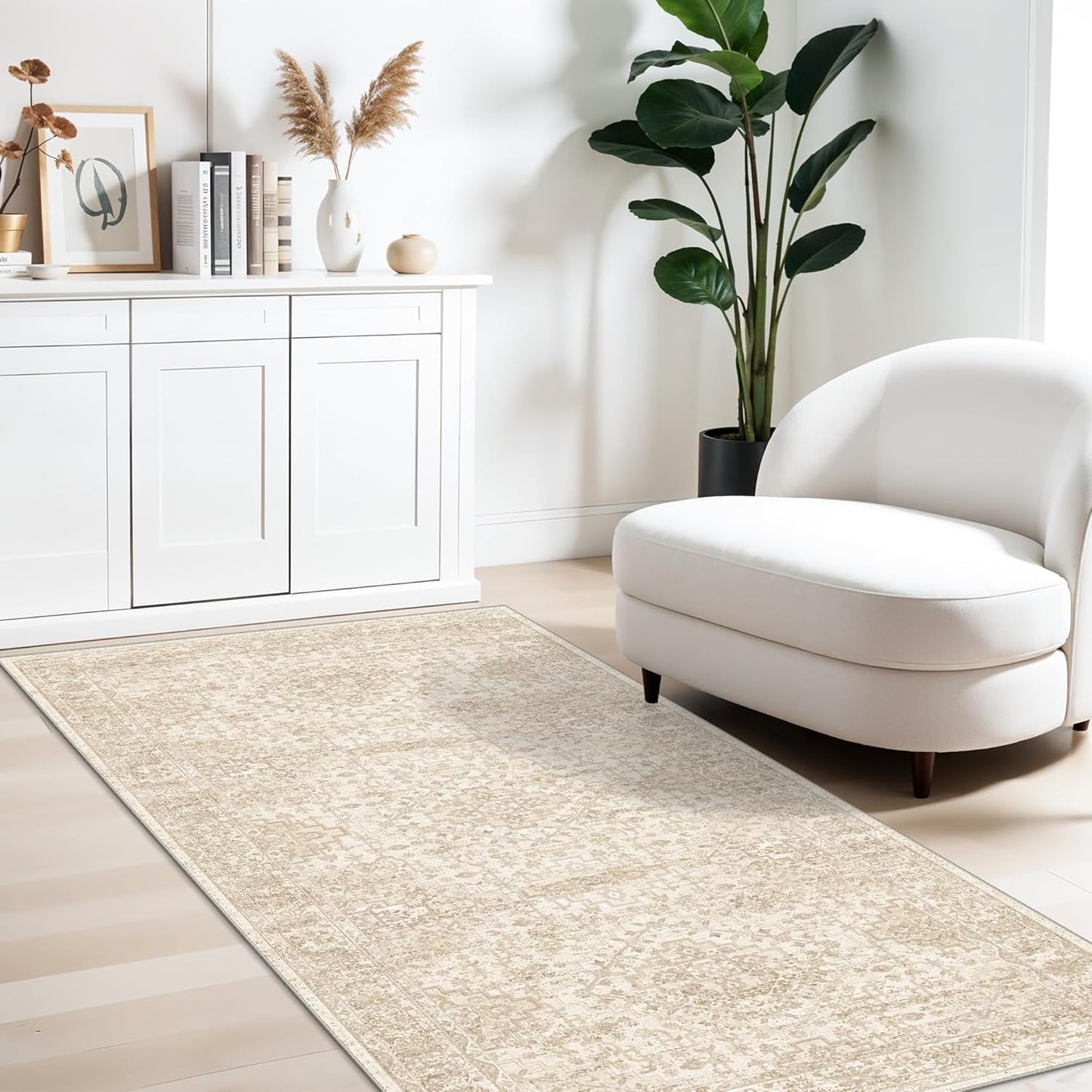 2x3 Washable Non-Slip Area Rug - Soft Low Pile Throw Rug for Kitchen Entryway Bedroom - Modern Indoor Door Mat with Rubber Backing (Beige Grey) - Colors B