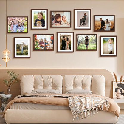 FIXSMITH 10 Pack Picture Frames Collage Wall Decor for Mounting or Tabletop Display, Gallery Wall Frame Set with Two 8x10 Black Frames, Four 5x7 Frames and Four 4x6 Frames, Multi-Pack Photo Frame Set