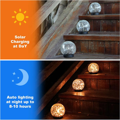 MLKNK Solar Globe Lights Outdoor Waterproof-Solar Balls-Solar Garden Lights-Orbs for Outside 2 Pack Cracked Glass Ball for Lawn Patio Yard Backyard Decorations