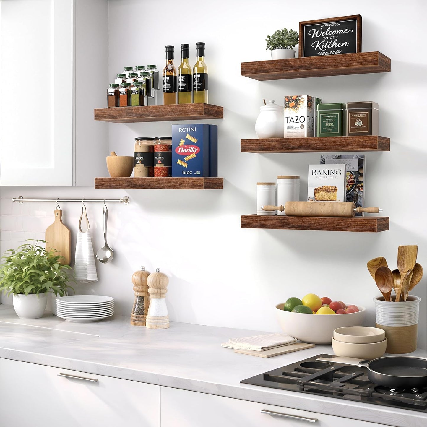 Sorbus Floating Shelves for Wall – 16 Inch Floating Shelf for Kitchen, Bedroom, Living Room, Bathroom, Home & Wall Decor - Mounted Bathroom Shelves with Invisible Brackets (Maple Wood, 2 Pack)