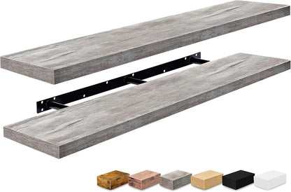 Sorbus Floating Shelves for Wall - 48 Inch Long Bathroom Shelves, Wall Decor for Bedroom, Kitchen, Living Room & Book Storage - Mounted Floating Shelf with Invisible Brackets (Maple Wood, 2 Pack)