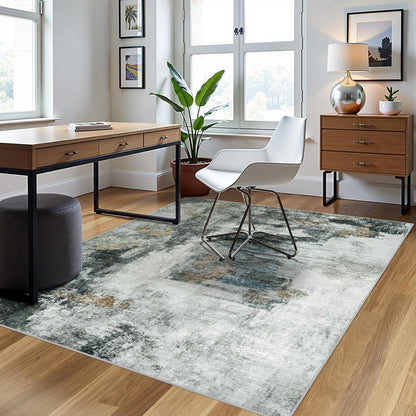 8x10 Area Rugs for Living Room Rug Washable: Abstract Large Rug for Dining Room Bedroom Carpet Non Slip 8 by 10 Indoor Modern Nursery Home Office Blue Grey