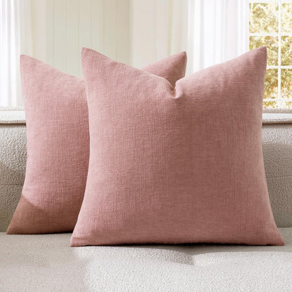 MIULEE Olive Green Couch Pillow Covers 18x18 Inch, Set of 2 Soft Chenille Decorative Square Throw Pillow Covers Farmhouse for Sofa Living Room Bed