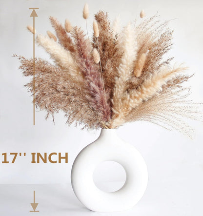 65PCS Pampas Grass Decor, Including pompas Floral, Reed Dried Grass and Bunny Tails Dried Flowers, Natural Dried Pampas Grass Bouquet for Boho Decor Wedding, Home Decoration
