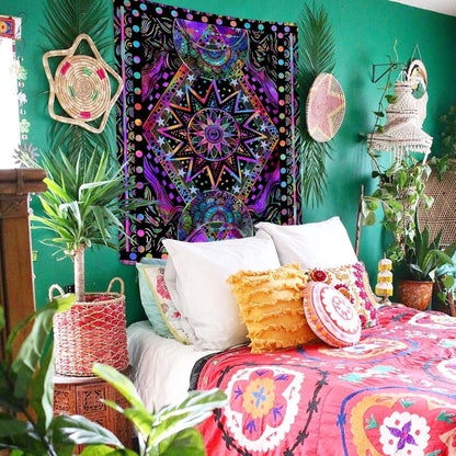Fowocu Orange Sun and Moon Tapestry Wall Hanging, Indie Hippie Mandala Cool Wall Tapestries, Aesthetic Tapestry for Bedroom Living Room Dorm (Orange, 30'' × 40'')