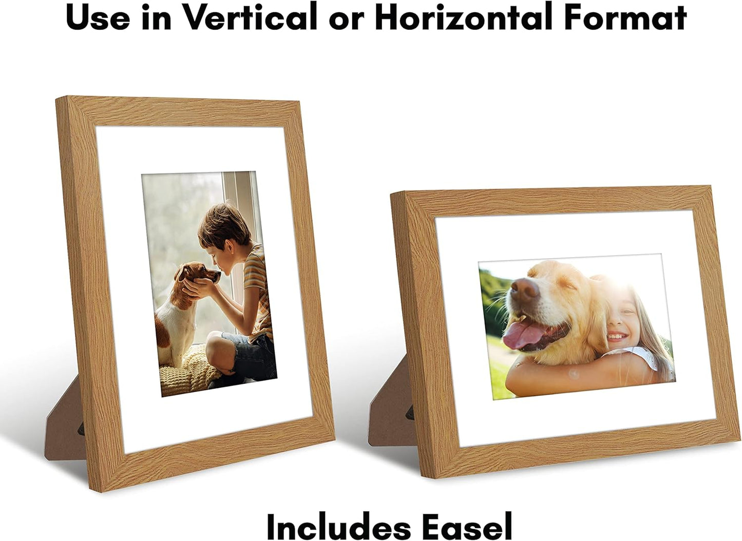 Americanflat 8x10 Picture Frame with Shatter-Resistant Glass - Use as 5x7 Frame with Mat or Display 8x10 Photo Without Mat - Signature Collection - Picture Frames for Tabletop and Wall Display - Black