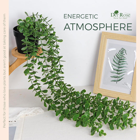 Der Rose 1Pcs 34'' Fake Hanging Plants Artificial Potted Faux Hanging Plants Indoor Pothos Vines for Home Bathroom Bedroom Wall Shelf Decor