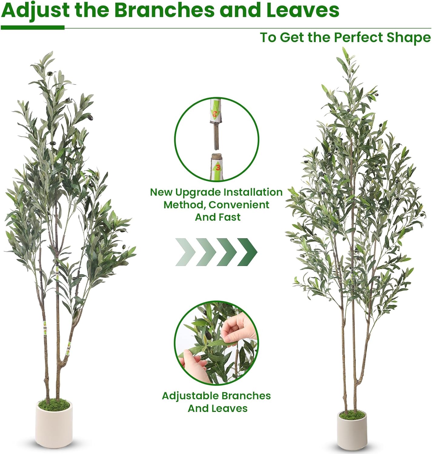 Alupssuc 5ft Olive Trees Artificial Indoor & Outdoor, Faux Olive Tree with Lively Artificial Trunk and Lifelike Fruits, Fake Potted Tree for Modern Home Office Living Room Decor
