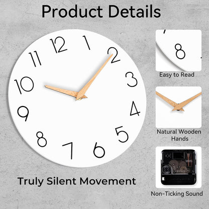 cicininc Wall Clock, Gray Silent Non-Ticking, Decorative Battery Operated Wall Clocks for Bedroom, Kitchen, Home, Office, School, Hotel (8 Inch)