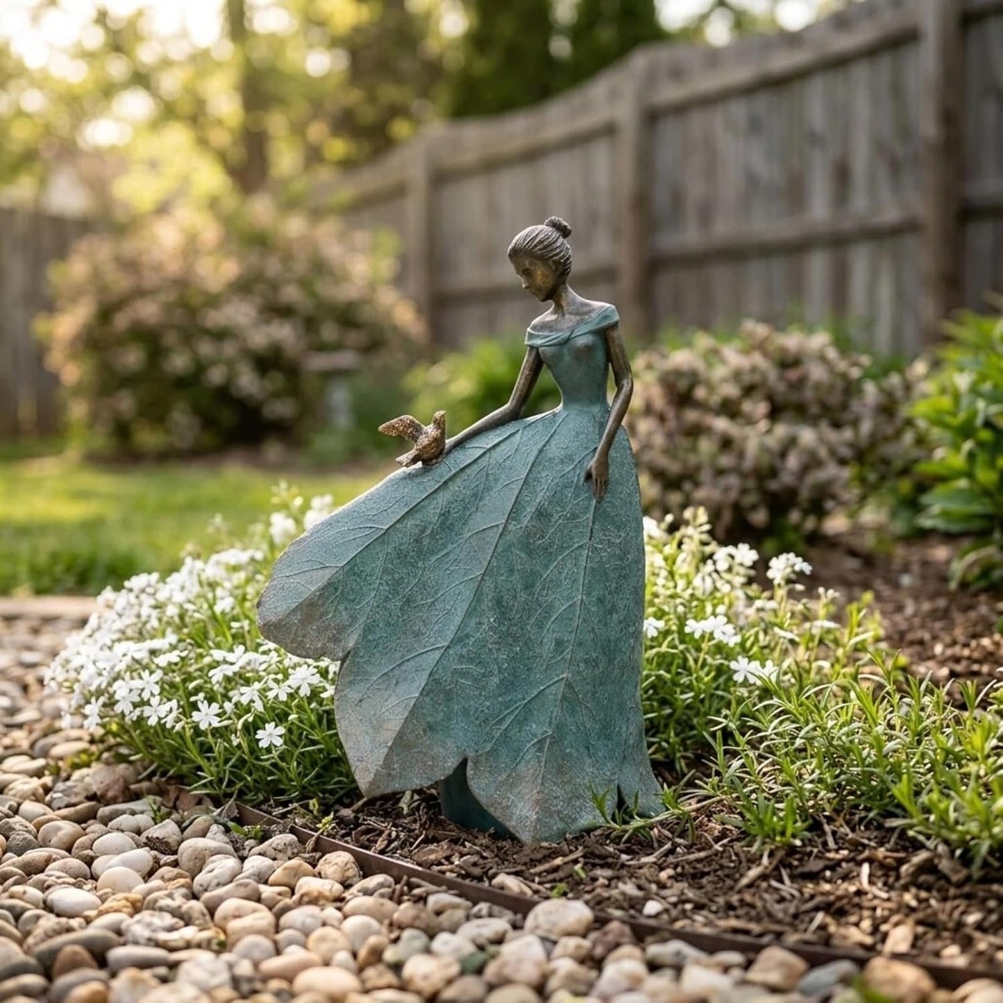 Guichifun Fairy Statue Collection Home Decoration - Leaf Angel Girls Resin Modern Table Decor for Living Room Office Sculpture Decor for Women Indoor Rustic Figurines Gift 5 x 3 x 7.5 Inch