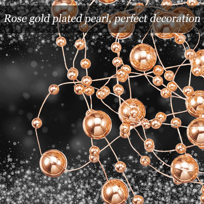 Tondiamo 24 Pcs Artificial Pearl String for Floating Candle Faux Pearls Beads String Garland Centerpiece Decoration for Vases Filler Wedding Spring Holiday Party Decor(Gold)