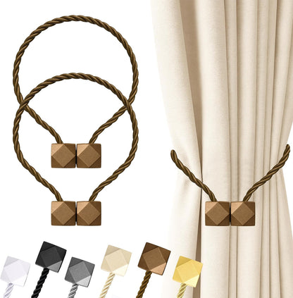 Hion Magnetic Curtain Tiebacks Black 2pcs, Curtain Tiebacks Buckles Holdbacks Holders Hooks Clip for Home Outdoor Bedroom Office Decorative Curtain