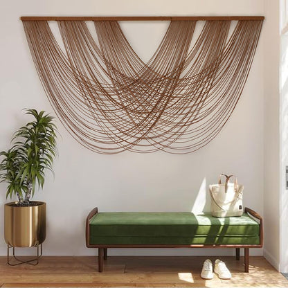 Flber Macrame Wall Hanging Boho Wall Decor Tapestry Dip Dyed Ombre Moss Green Handmade Wall Art Woven Cotton Rope Backdrop with for Bedroom Living Room, 57" W x 39" L