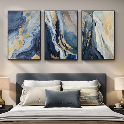 Large Framed Abstract Nature Landscape Wall Art for Living Room, Set of 3 Modern Canvas Prints Paintings Artwork for Walls, Green Lake Pictures for Hallway, Dining Room, Office Wall Decor 24x36 Inch