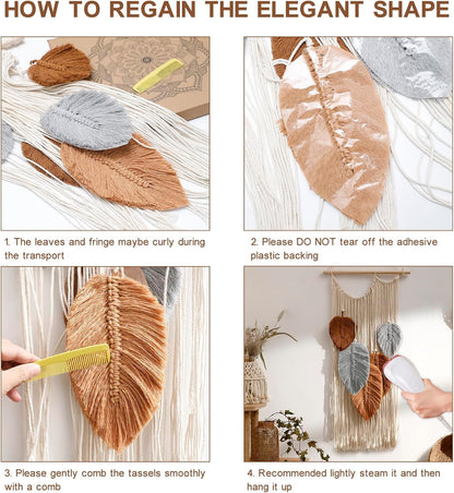 Artilady Macrame Wall Hanging -Handmade Sage Green Leaf Wall Tapestry,Boho Decorations for Bedroom Living Room Bathroom,Earthy Room Decor,Wedding Birthday for Women Girls