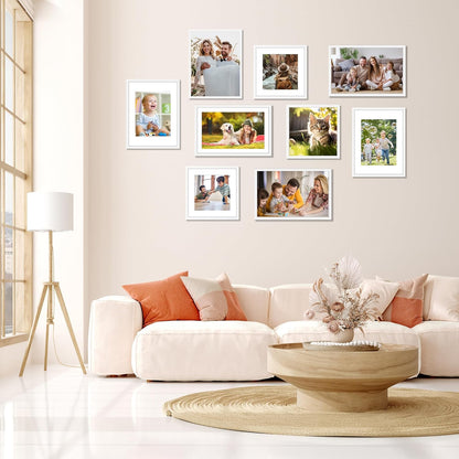 FIXSMITH 10 Pack Picture Frames Collage Wall Decor for Mounting or Tabletop Display, Gallery Wall Frame Set with Two 8x10 Black Frames, Four 5x7 Frames and Four 4x6 Frames, Multi-Pack Photo Frame Set