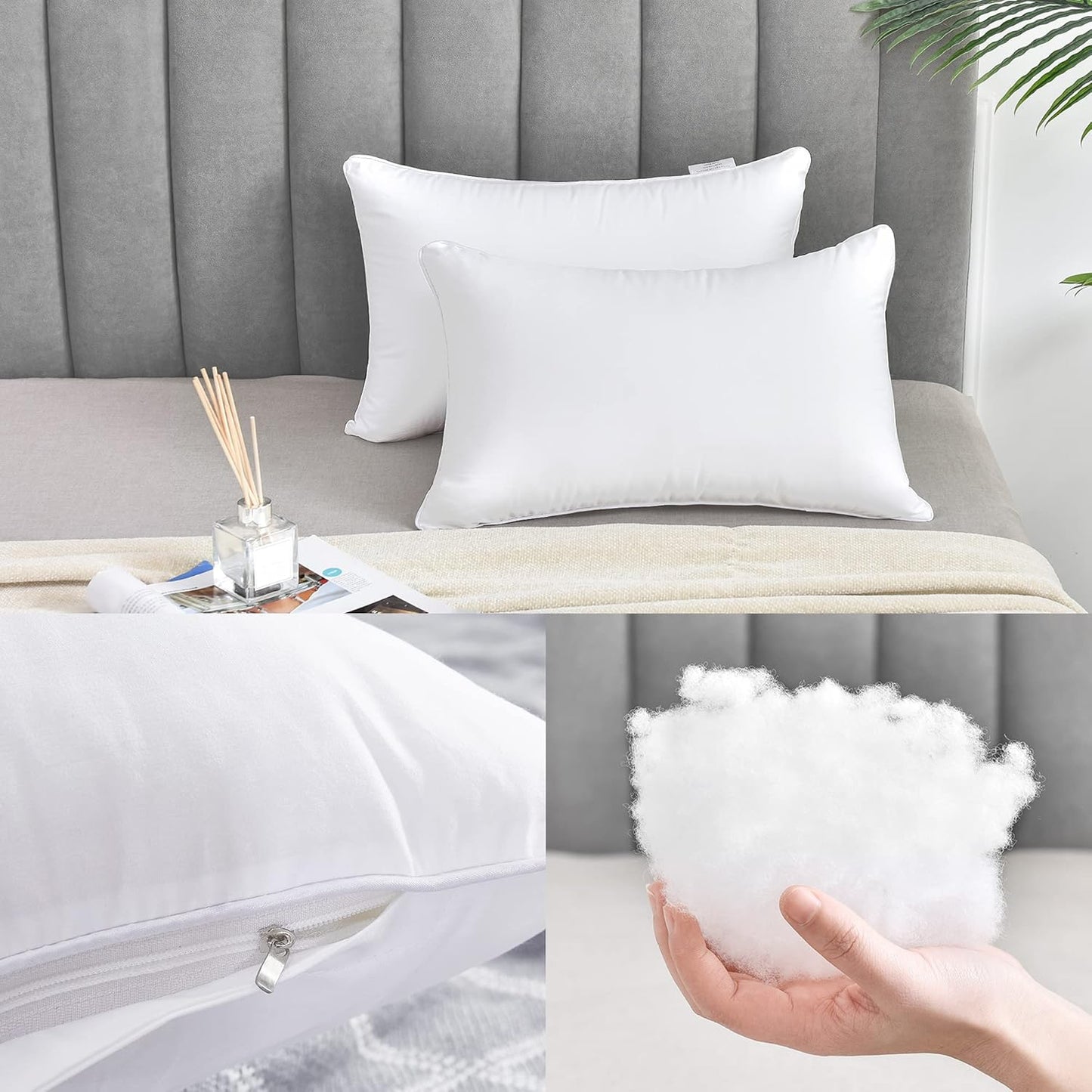 Oubonun 18"x18" Pillow Inserts (Set of 2) - Throw Pillow Inserts with 100% Cotton Cover - 18 Inch Square Interior Sofa Pillow Inserts - Decorative Pillow Insert Pair - White Couch Pillow