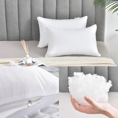 Oubonun 18"x18" Pillow Inserts (Set of 2) - Throw Pillow Inserts with 100% Cotton Cover - 18 Inch Square Interior Sofa Pillow Inserts - Decorative Pillow Insert Pair - White Couch Pillow