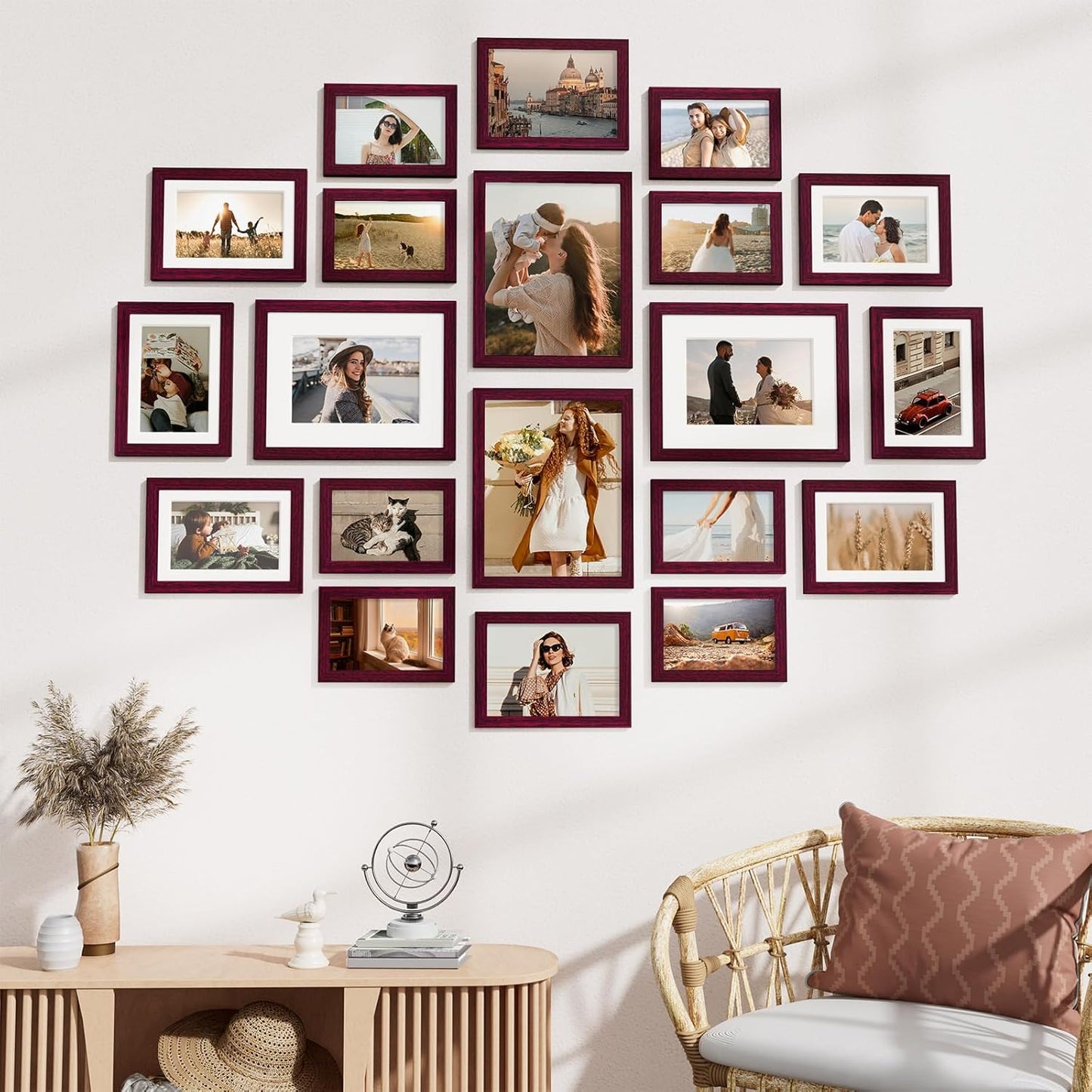 Vittanly 20 Pack Picture Frames Collage Wall Decor, Multi Sizes Including 4pcs 8x10, 8pcs 5x7 and 8pcs 4x6 Photo Frames, Gallery Frame Set for Wall or Tabletop Display, Black, Brown and Dark Grey
