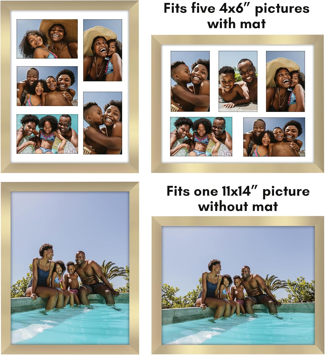 Americanflat 4x6 Collage Picture Frame with Shatter-Resistant Glass - Fits Five 4x6 Photos or Use as One 11x14 Picture Frame - Signature Collection - Collage Frames for Wall Display - Black