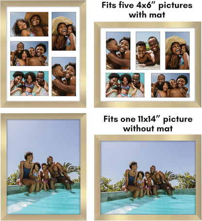 Americanflat 4x6 Collage Picture Frame with Shatter-Resistant Glass - Fits Five 4x6 Photos or Use as One 11x14 Picture Frame - Signature Collection - Collage Frames for Wall Display - Black