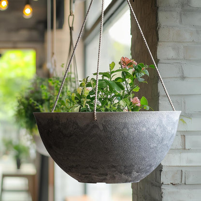 LA JOLIE MUSE Large Hanging Planters - 13 Inch Flower Pots Outdoor Indoor, Hanging Garden Planters Set of 2, New Iron Color