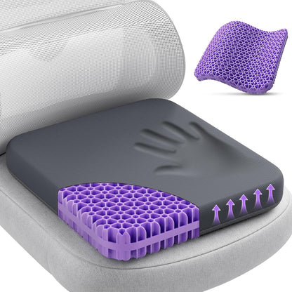 TushGuard Gel Seat Cushion for Long Sitting, Enlarged & Thickened Patent Design, Breathable Cooling for Office Chair, Soft Car Seat Cushion for Wheelchair (Standard, Black)