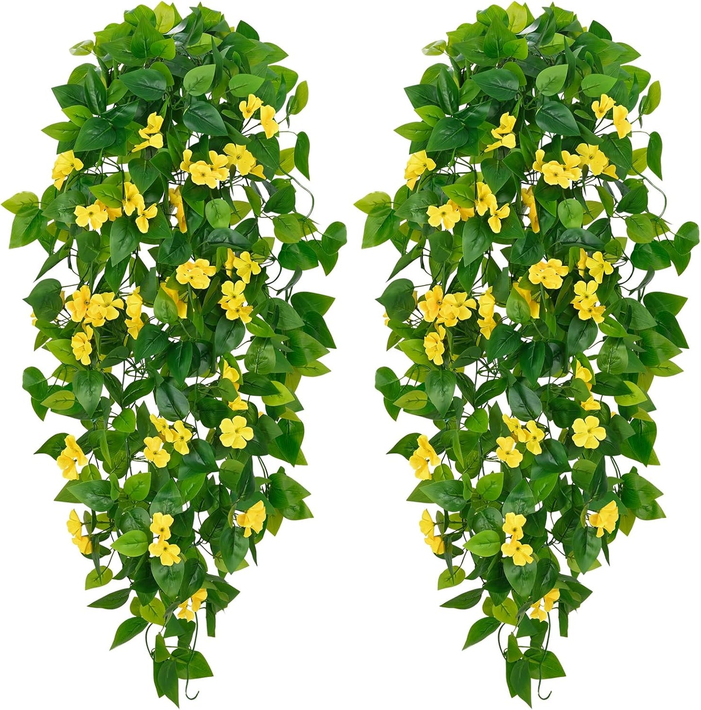 BLEUM CADE Fake Hanging Plants, 2pcs Artificial Pothos Vines Greenery for Wall Home Living Room Office Indoor Outdoor Decor (No Baskets)