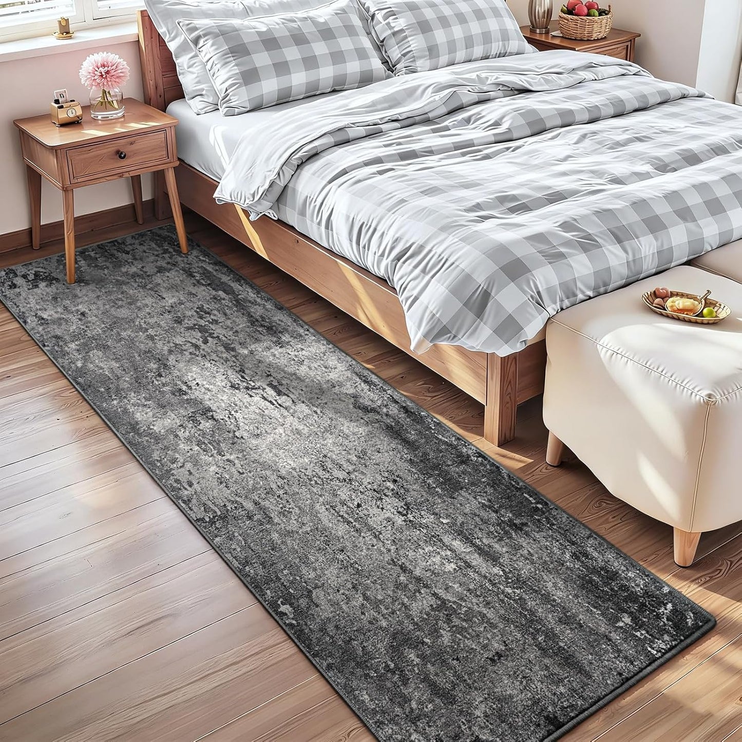 Ompaa 2x6 Rug Runners for Hallways Kitchen Runner Rug Non Slip Washable Grey Long Runner Rugs with Rubber Backing Soft Abstract Carpet Runner for Hallways, Kitchen, Bedroom, Bathroom, Entryway - Colors A