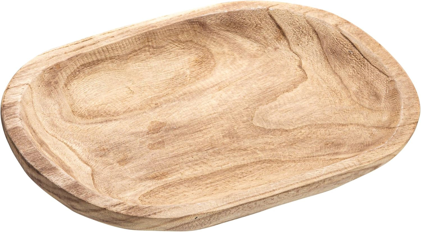 Bloomingville Hand-Carved Paulownia Wood Bowl with Whitewashed Finish