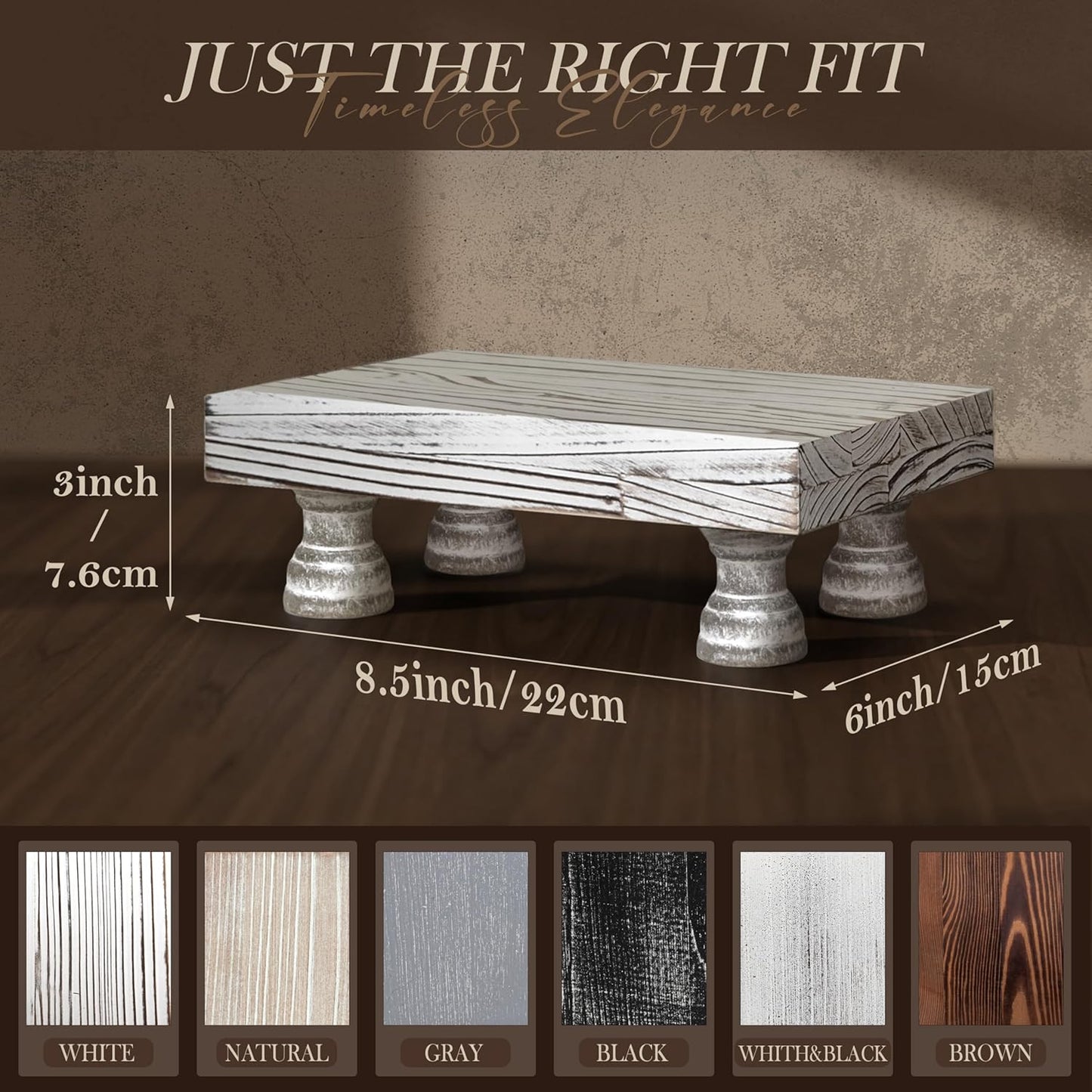 EOSAHR Farmhouse Riser for Room Decor : Decorative Pedestal Stand For Display Your Home Decorations and Uniquely Soap Stand - Rustic Bathroom Counter Tray and Kitchen Decor (Natural Wood)