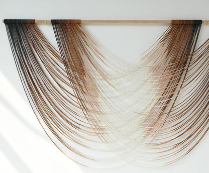 Flber Macrame Wall Hanging Boho Wall Decor Tapestry Dip Dyed Ombre Moss Green Handmade Wall Art Woven Cotton Rope Backdrop with for Bedroom Living Room, 57" W x 39" L