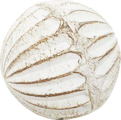 Deco 79 Ceramic Handmade Carved Decorative Ball Orbs & Vase Filler with Varying Patterns, Set of 4 4"W, 4"H, White