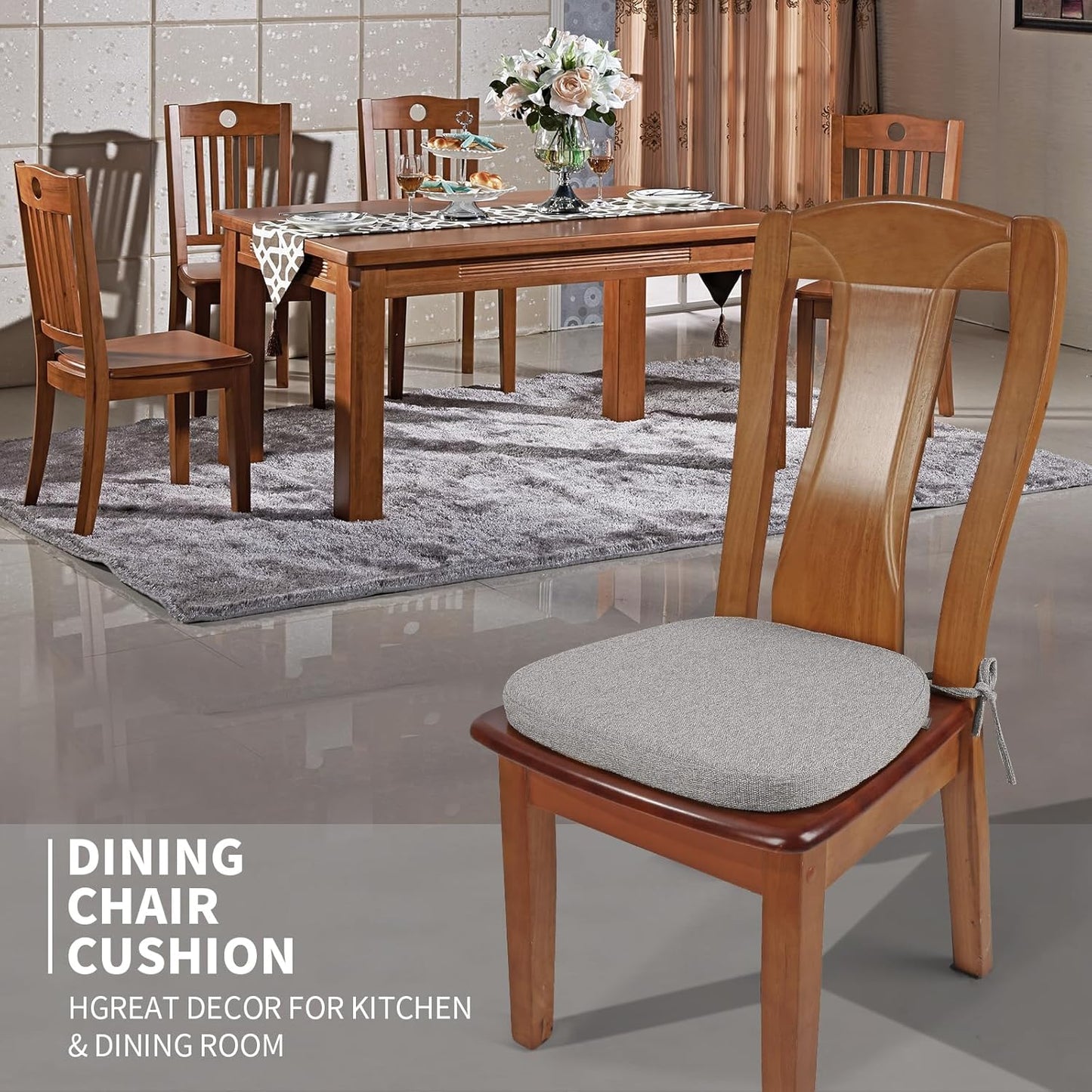 SINOSSO 1 Pack Memory Foam Chair Cushions for Dining Chair, Friendly Woven Fabric 16" U-Shape Comfortable Kitchen Chair Pad, Removable Slip Resistant Seat Cushion (1 Piece, Blue)