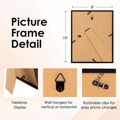 FIXSMITH 10 Pack Picture Frames Collage Wall Decor for Mounting or Tabletop Display, Gallery Wall Frame Set with Two 8x10 Black Frames, Four 5x7 Frames and Four 4x6 Frames, Multi-Pack Photo Frame Set