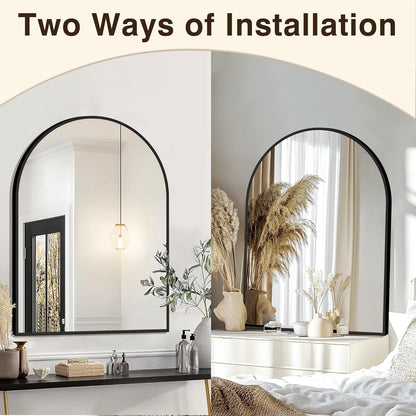 FICTOR Bathroom Mirror for Wall, Arched Vanity Bathroom Mirror for Over Sink, Metal Framed with HD Shatter-Proof Glass for Entryway, Living Room,Bedroom(2 Pack 24” x 36”, Black)