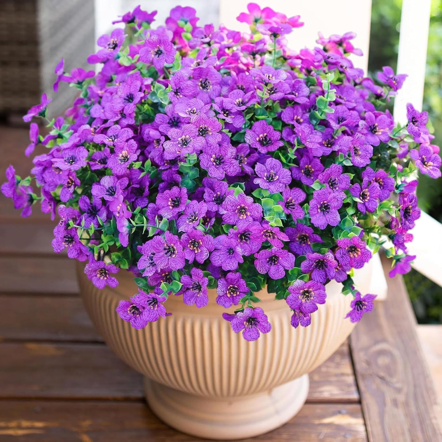HyeFlora Artificial Flowers for Outdoor Indoor Garden Home Decoration, Faux Flower Daisy with Eucalyptus Leaves Fake Plants Greenery Boxwood Porch Patio, 12 Bundles (Mix Pink Red Purple Yellow)