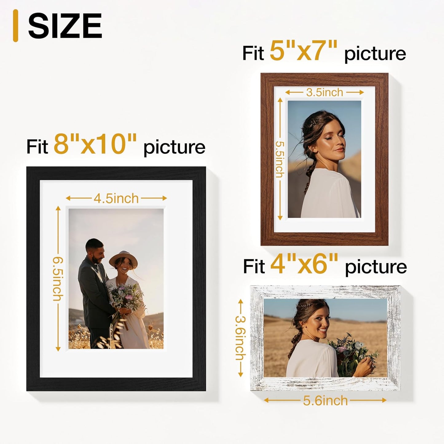 Vittanly 15 Pack Picture Frames Collage Wall Decor for Mounting or Tabletop Display, Gallery Frame Set for Family, Multi Sizes Including 3pcs 8x10, 6pcs 5x7, 6pcs 4x6, Black