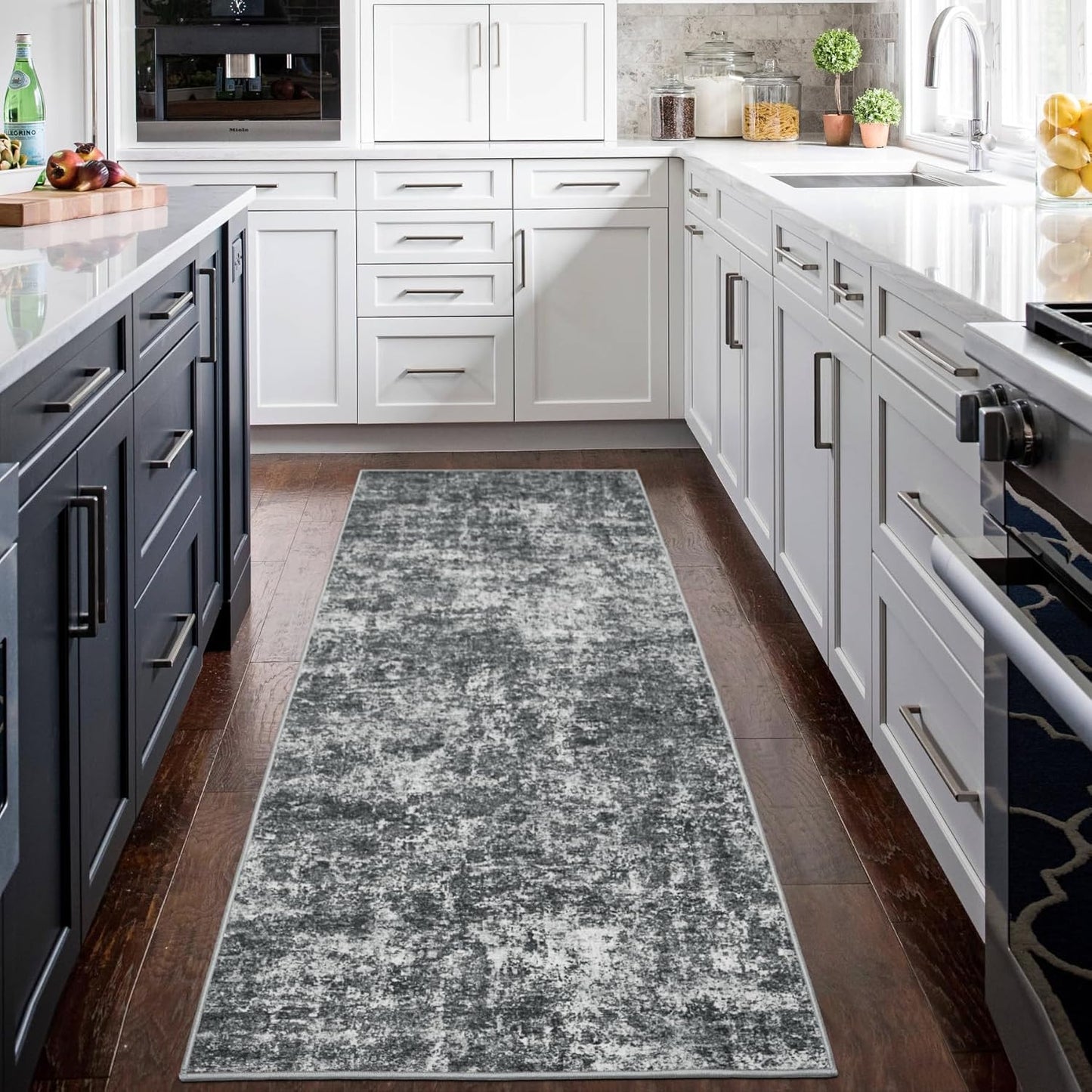 8x10 Area Rugs for Living Room Rug Washable: Abstract Large Rug for Dining Room Bedroom Carpet Non Slip 8 by 10 Indoor Modern Nursery Home Office Blue Grey