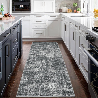 8x10 Area Rugs for Living Room Rug Washable: Abstract Large Rug for Dining Room Bedroom Carpet Non Slip 8 by 10 Indoor Modern Nursery Home Office Blue Grey