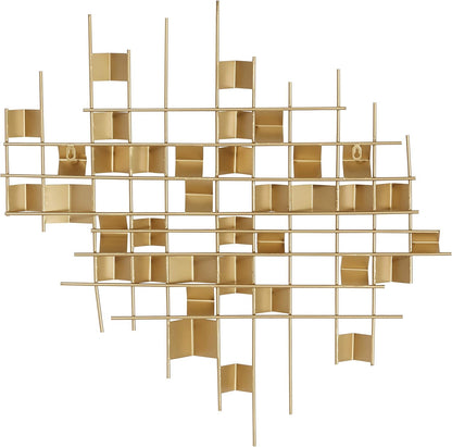 CosmoLiving by Cosmopolitan Metal Geometric Home Wall Decor 3D Stripe Wall Sculpture, Wall Art 36" x 1" x 23", Gold