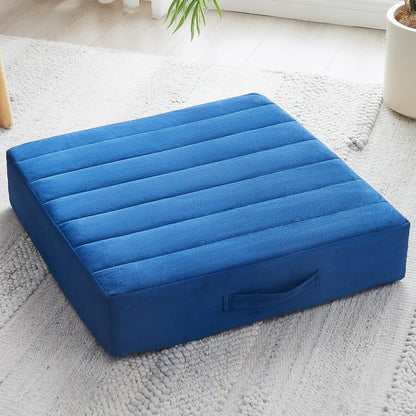 JKMAX 2 Pcs High Density Foam Floor Pillow - Upgraded Large Pillows Seating for Adults - Outdoor Floor Cushion with Soft Tufted Cover - Yoga Pillows for Sitting On Floor - 22 Inch Light Gray