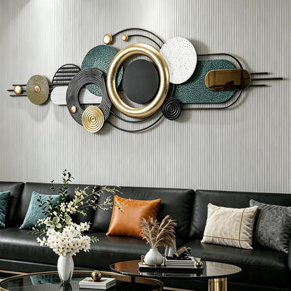 Lucky Monet Large Wall Decor for Living Room, Modern Metal Wall Art, 3D Textured Geometric Wall Sculpture 59"x24" Wall Hanging Decoration for Dinning Room Bedroom Entryway