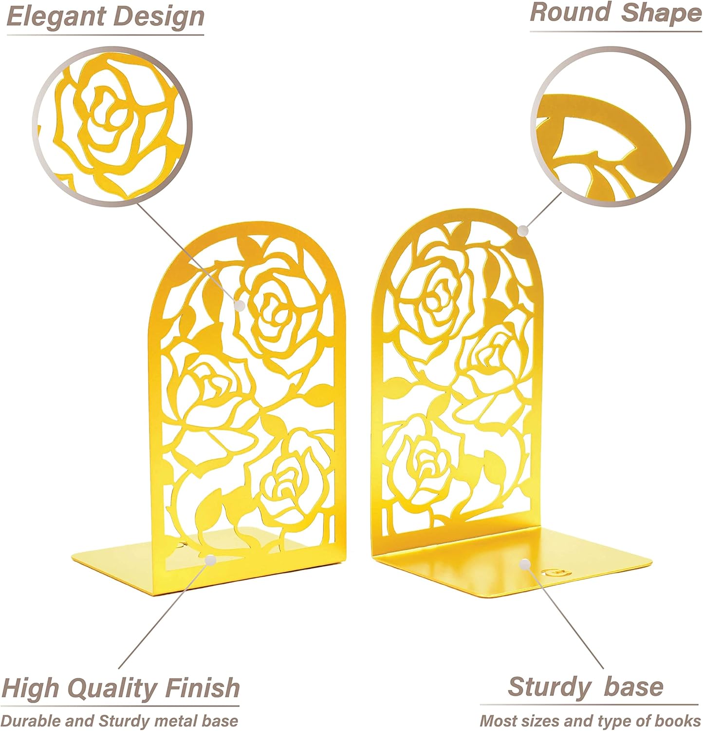 CNK Premium BookEnds - Heavy Duty Metal Book Stoppers for Home Office, Decorative Book Shelf Holders (Hummingbird Black)