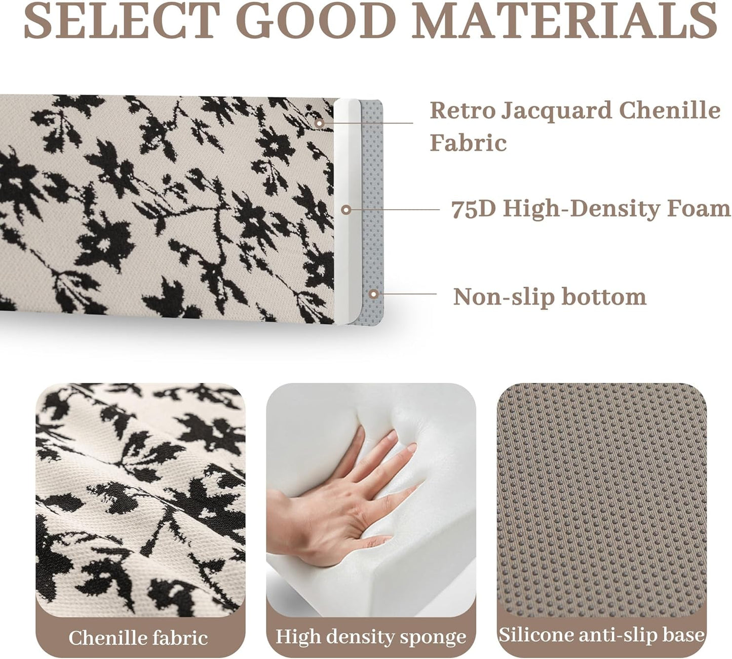 Custom Size Bench Cushion, Custom Bench Cushions for Indoor Furniture, 75D Foam Furniture Window Seat Cushion, Breakfast Nook, Mudroom, Banquette Bench Cushion, Non-Slip Bottom, Pipe Design