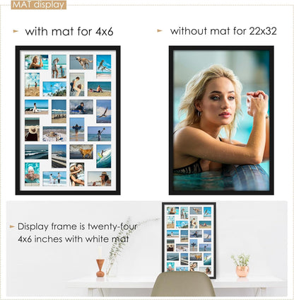 DUENPY 14x26 Collage Picture Frame 4x6 Collage Picture Frame Displays Twelve 4x6 inch Photos Available Horizontal Wall Mounting Display and Vertical Black - Colors B