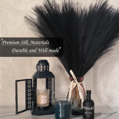 SeptCat 9 Pcs 45" Faux Dried Pampas Grass Tall Decor, Fluffy Fake Long Pompas Artificial Black Grey Gray Pompous Stems Bouquet Flower Arrangement Vase Filler for Boho Home Wedding Decoration